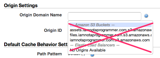 S3 Bucket in drop-down