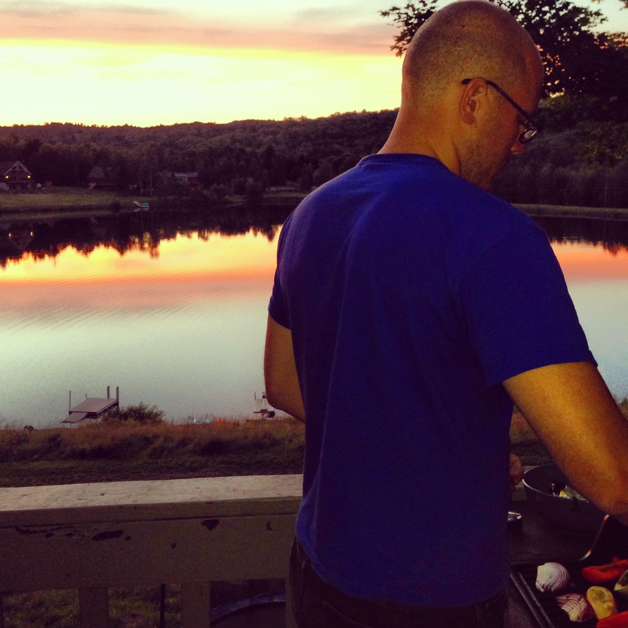 John tending the grill